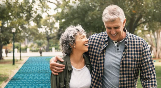 a man and a woman smiling