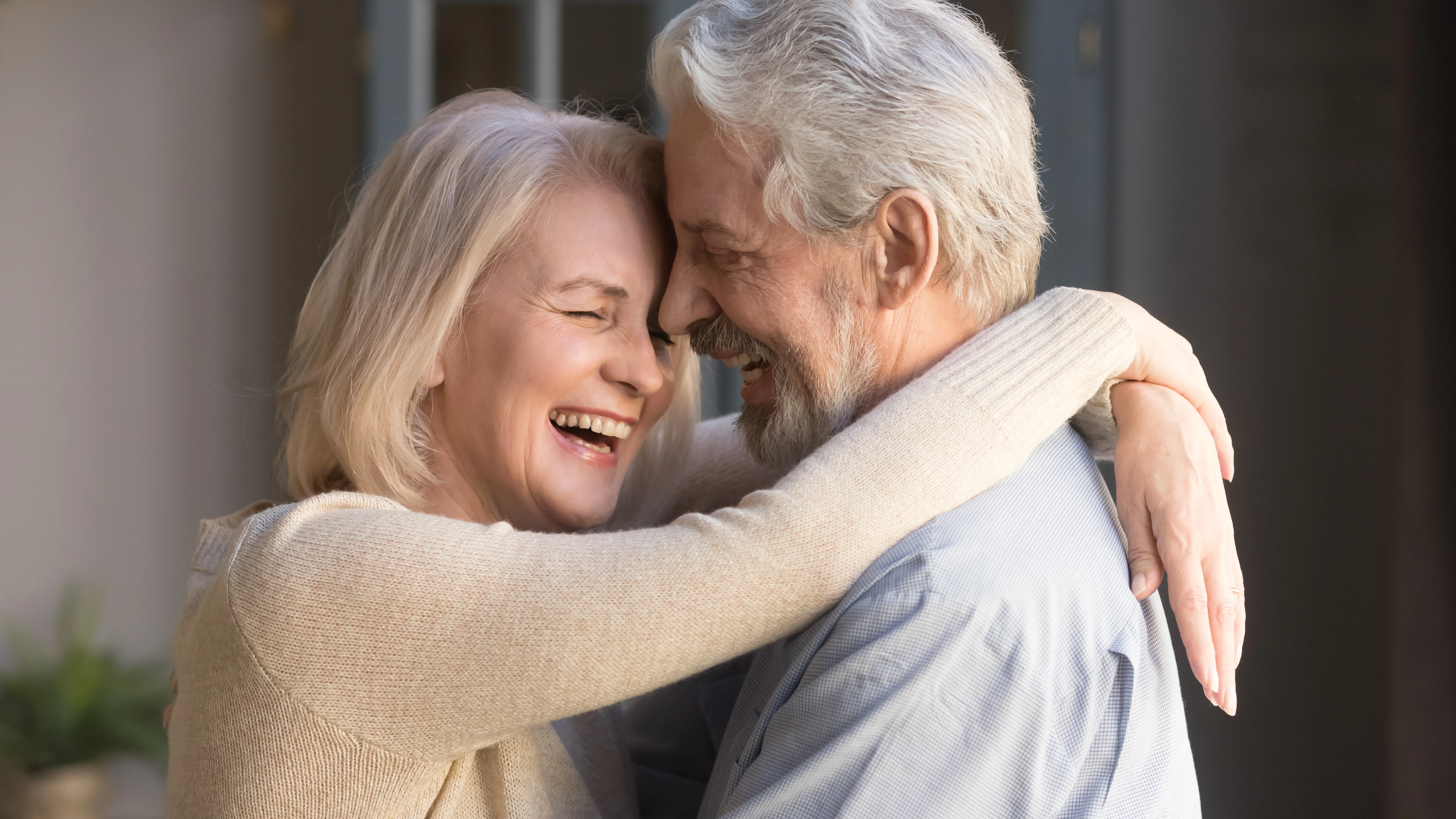 a man and a woman embracing