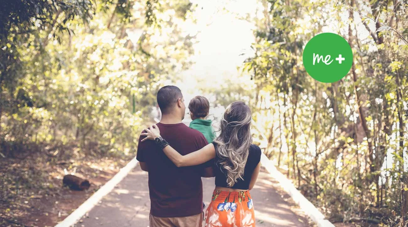 A family on a woodland walk