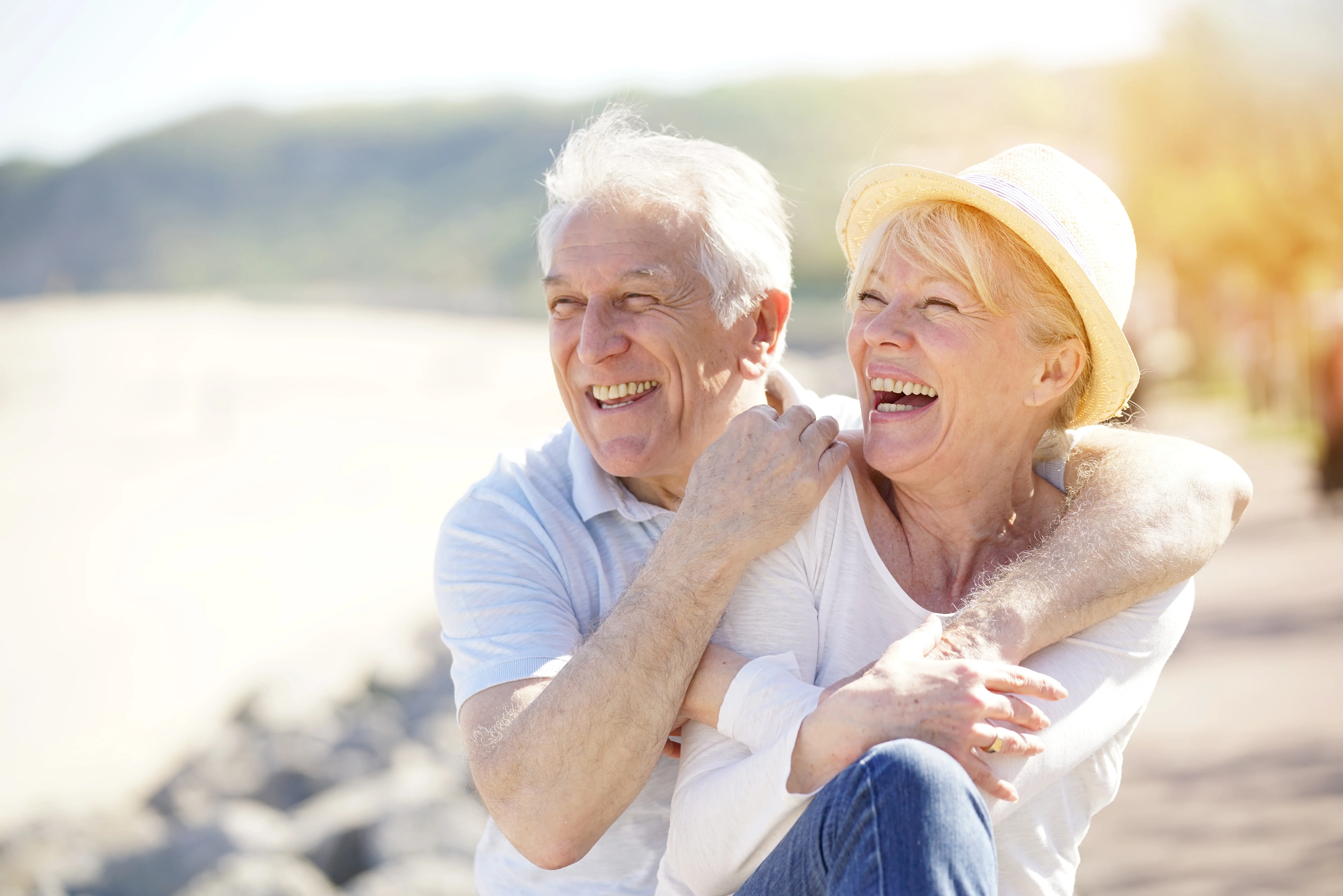 a man and woman embracing