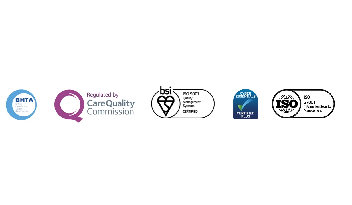 Logos of BHTA, CQC, BSI and Cyber Essentials